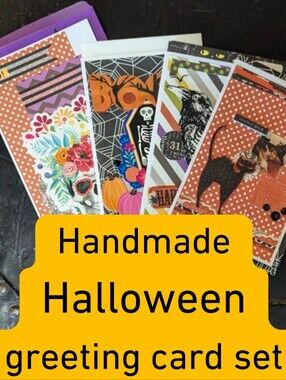 Halloween Set of 4 Handmade Greeting Cards Sale Bundle